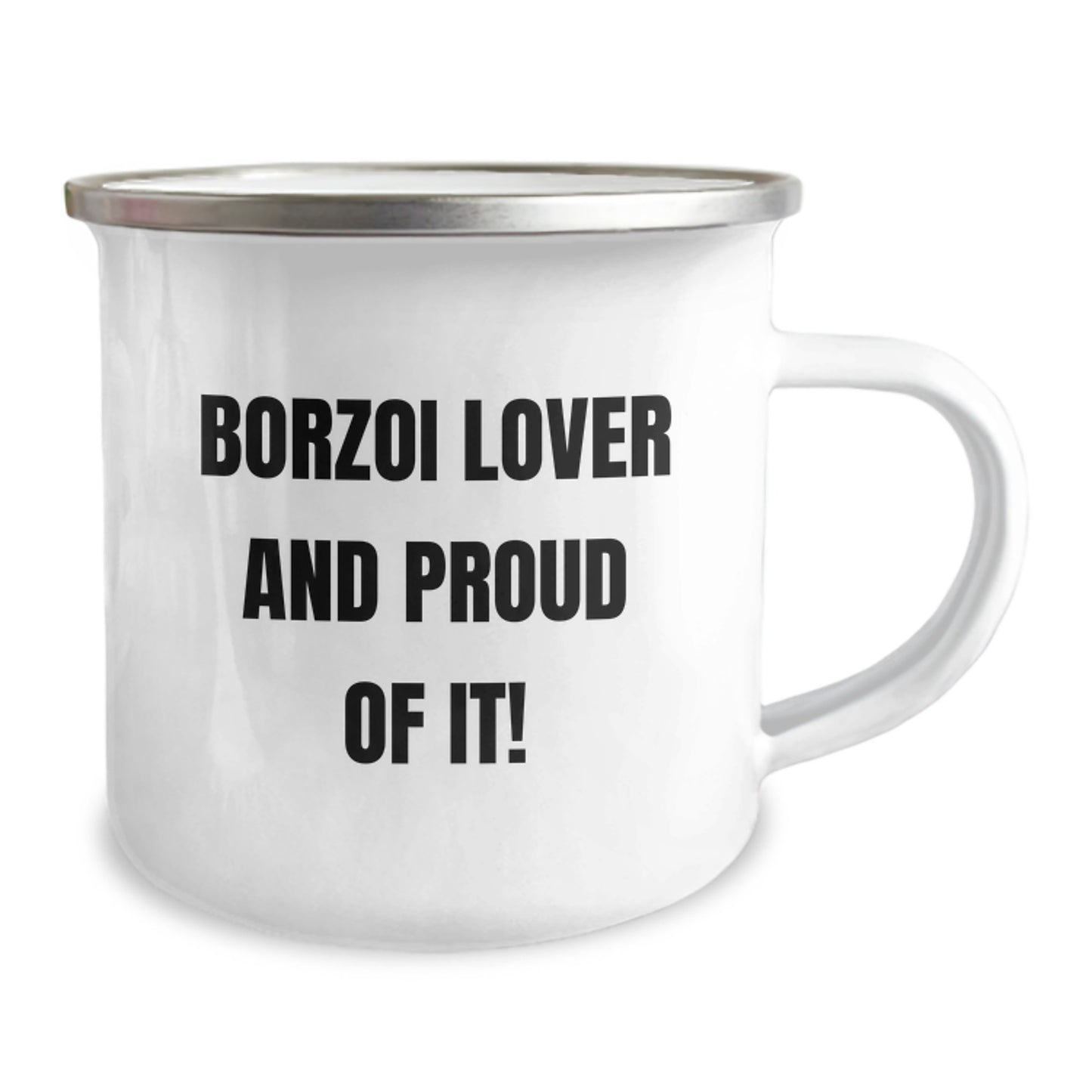 Funny Borzoi Dog Lover Gifts for Men - Birthday Unique Gifts from Family - Camping Mug with Enamel Finish, 12 oz - Image 2