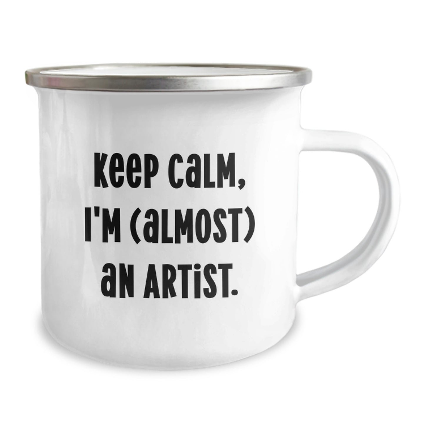 Funny Artist Gifts from Friends for Christmas - Keep Calm I'm (almost) An Artist Camping Mug - Image 2
