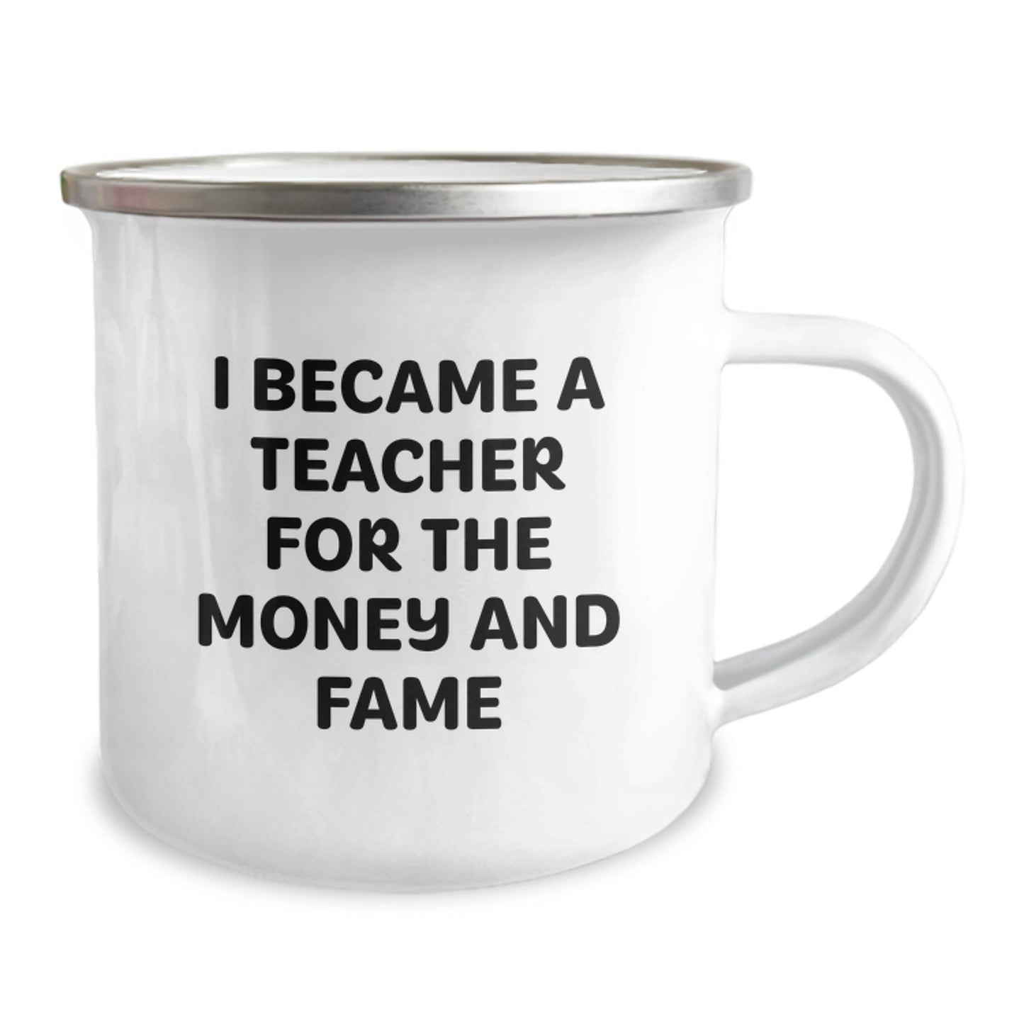 Funny Teacher Gifts for Christmas - 'I Became A Teacher For The Money And Fame' Camping Mug from Friends - Image 2
