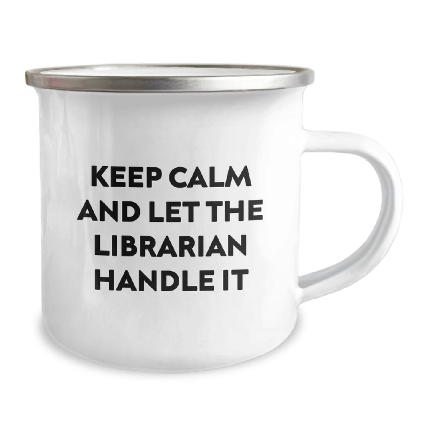 Funny Librarian Gifts for Christmas, Keep Calm Let Librarian Handle It Camping Mug for Librarian - Image 2