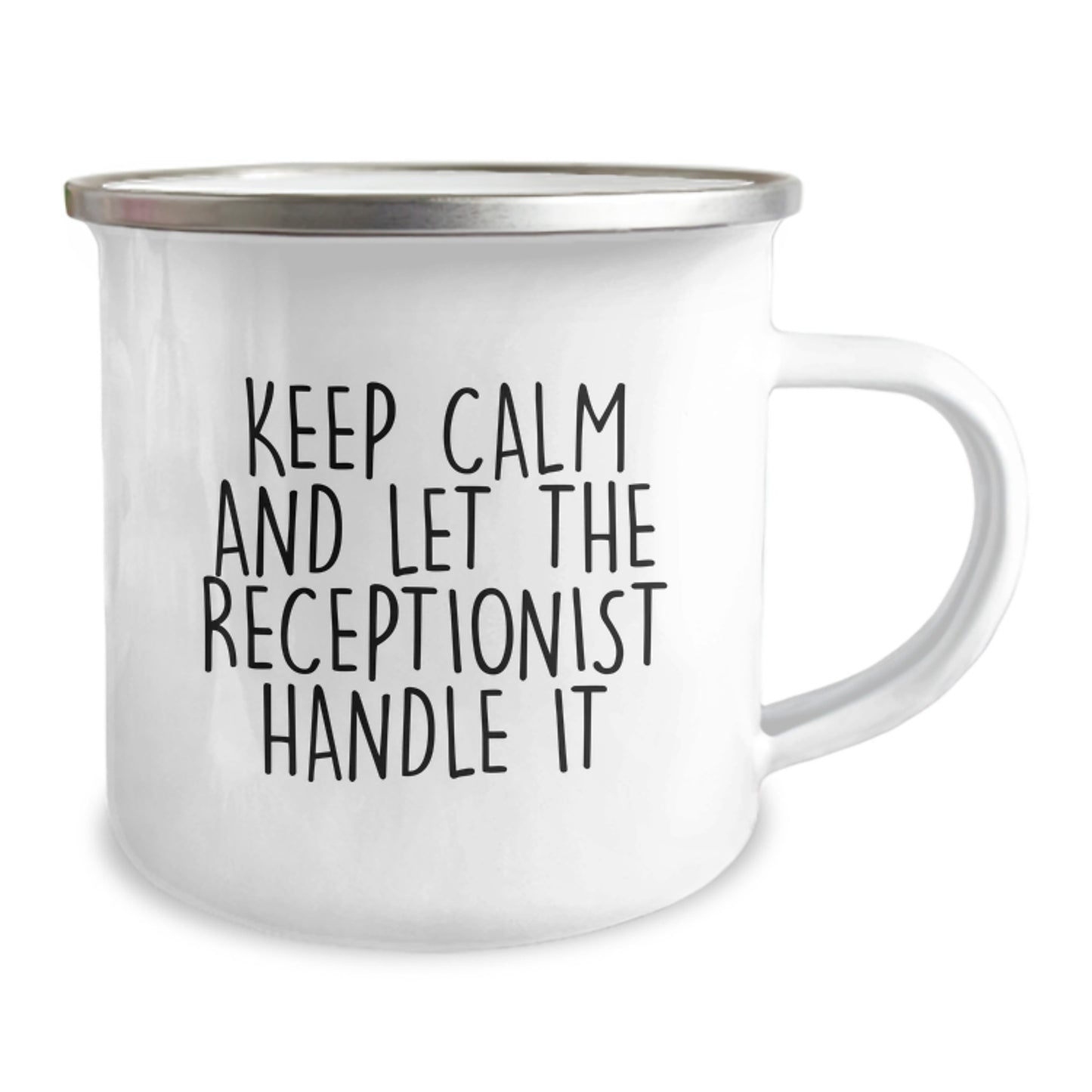 Funny Receptionist Christmas Unique Gifts for Friends, Unique Camping Mug, 'Keep Calm And Let The Receptionist Handle It' Quote, Gifts from Men to Women Coworkers - Image 2