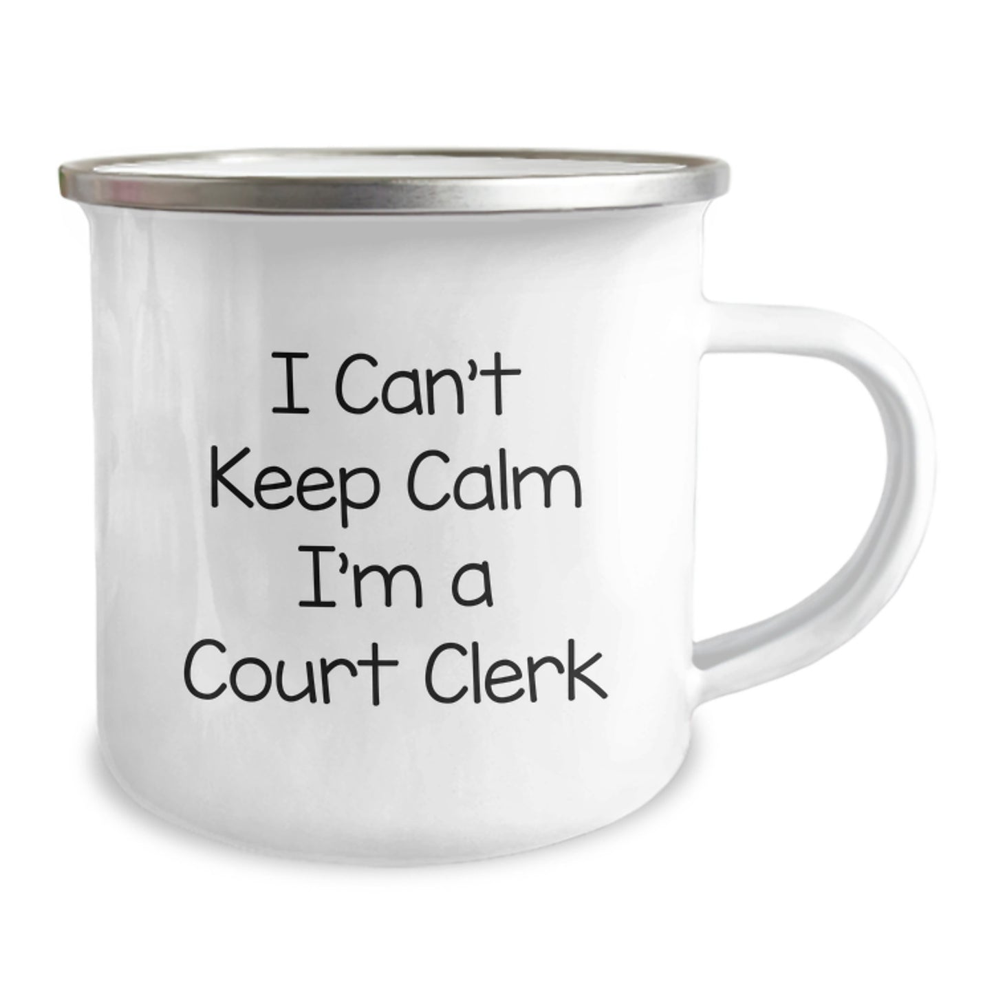 Funny Court Clerk Gifts for Men, Women, Coworkers, and Family - 'I Can't Keep Calm I'm A Court Clerk' Camping Mug for Christmas Unique Gifts - Image 2