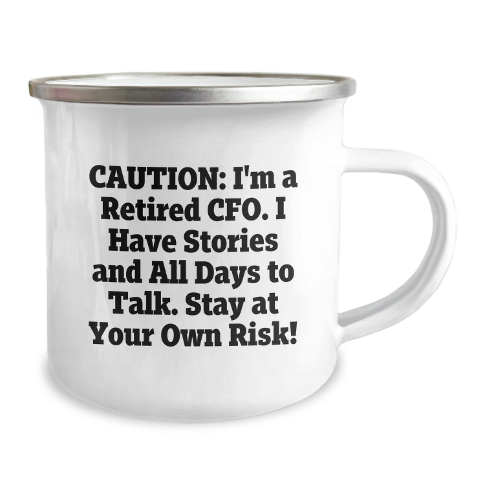 CFO Retirement Stories Funny Gift for Graduation CFO's Men Friends Coworkers Family - 12 oz Stainless Steel Camping Mug - Image 2