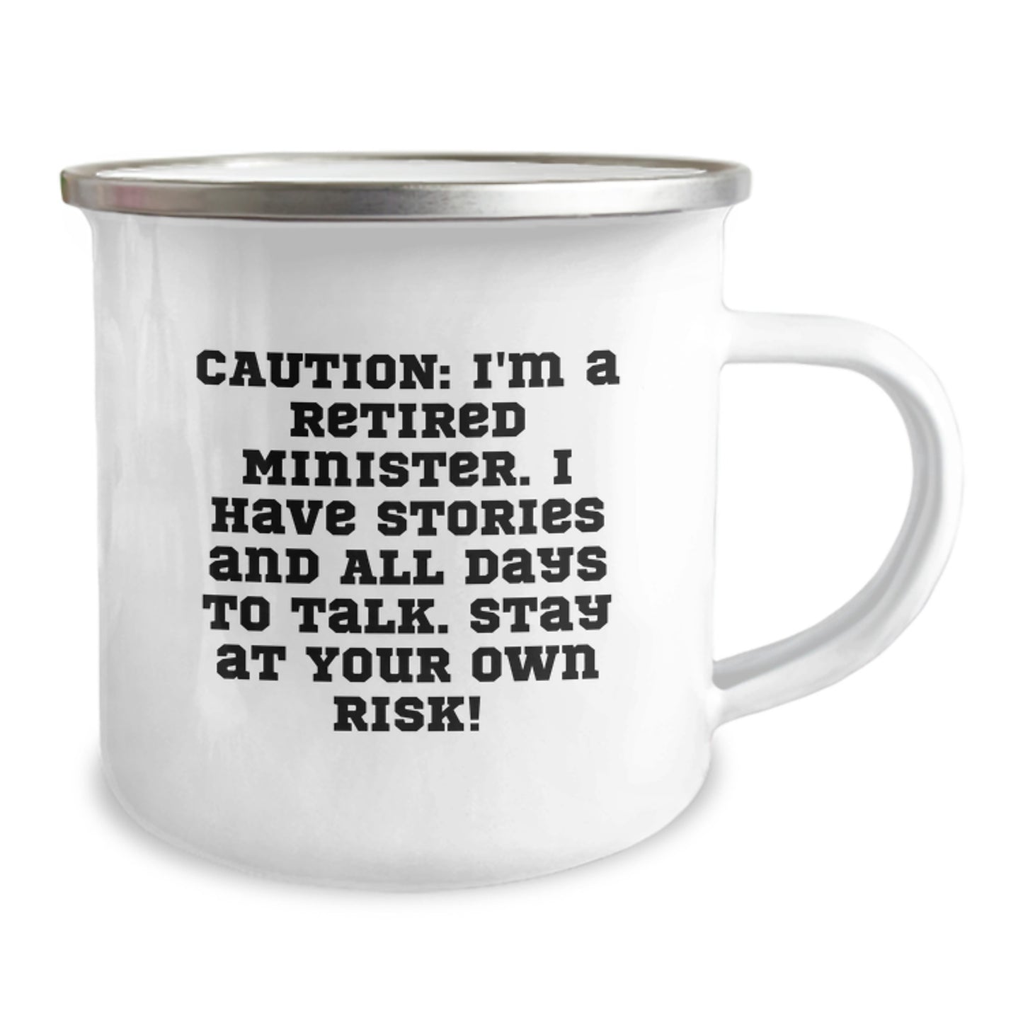 Funny Minister Gifts, Camping Mug For Graduation - 'Caution: I'm A Retired Minister...' - Gifts from Family to Minister - Image 2