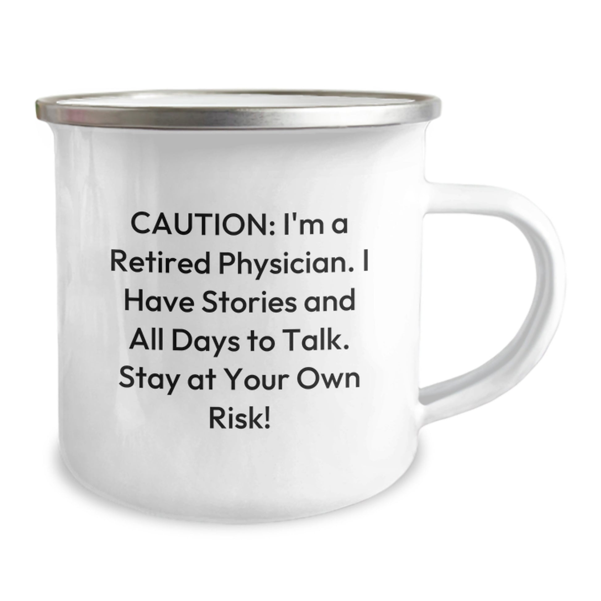Funny Physician Christmas Unique Gifts from Friends for Men - Camping Mug, 'Stay At Your Own Risk!' Quote, 12 oz Stainless Steel - Image 2