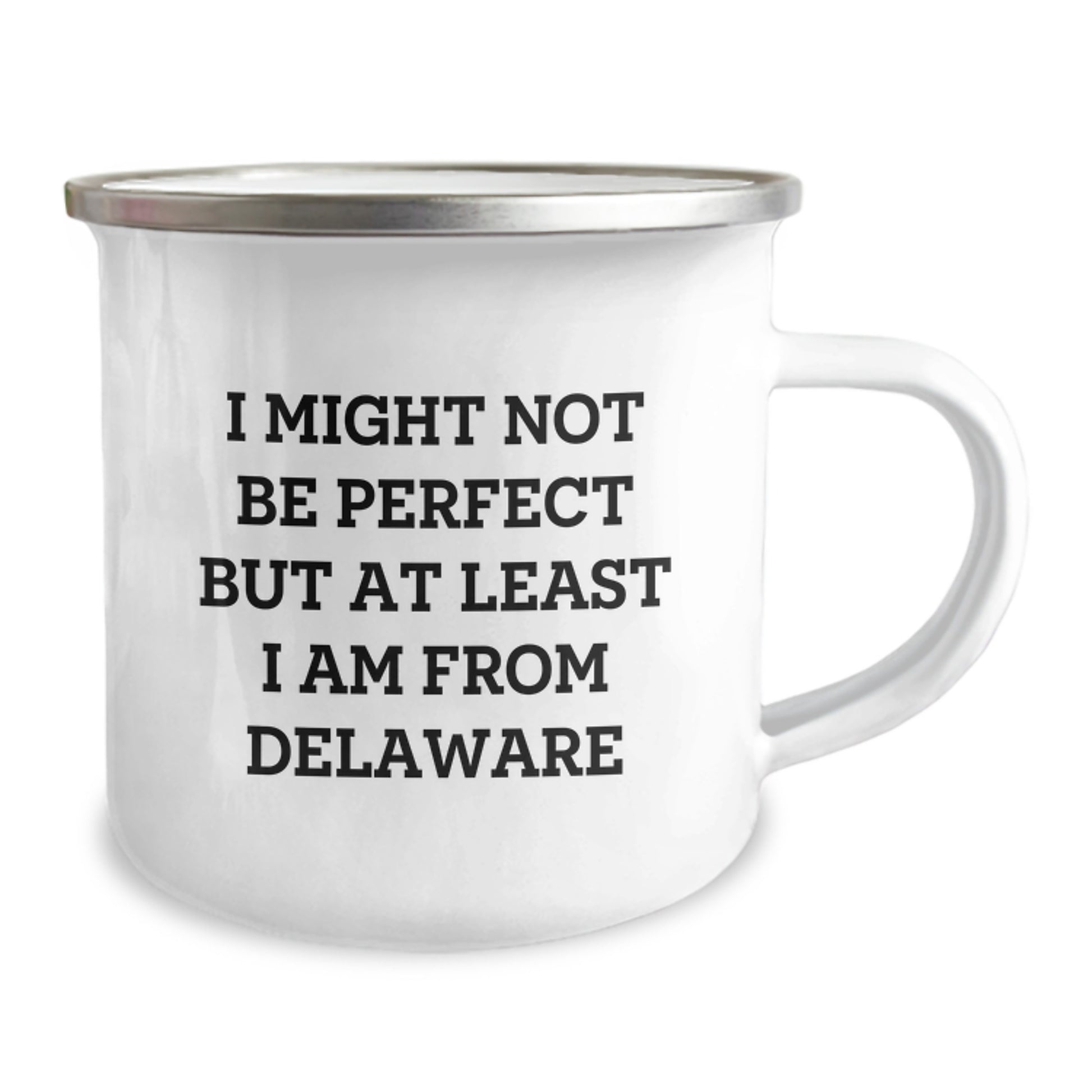 Delaware Proud Camping Mug, Funny Quote Gifts from Friends to Delaware Men, Unique Graduation Gifts for Delaware Women, I Might Not Be Perfect But At Least I Am From Delaware - Image 2