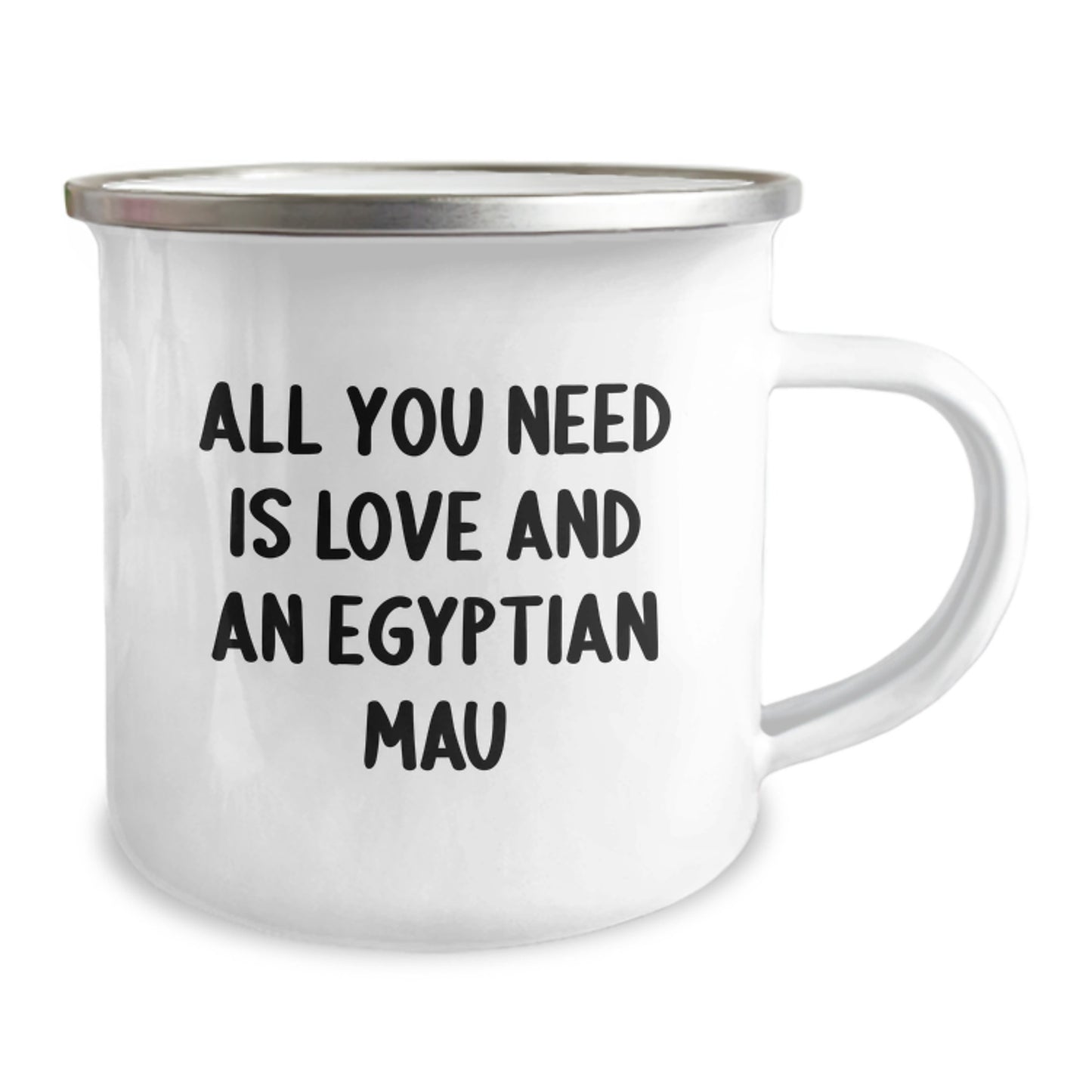 Egyptian Mau Cat Lover's Camping Mug, Gifts from Friends for Christmas, Inspired by 'All You Need Is Love And An Egyptian Mau' - Image 2