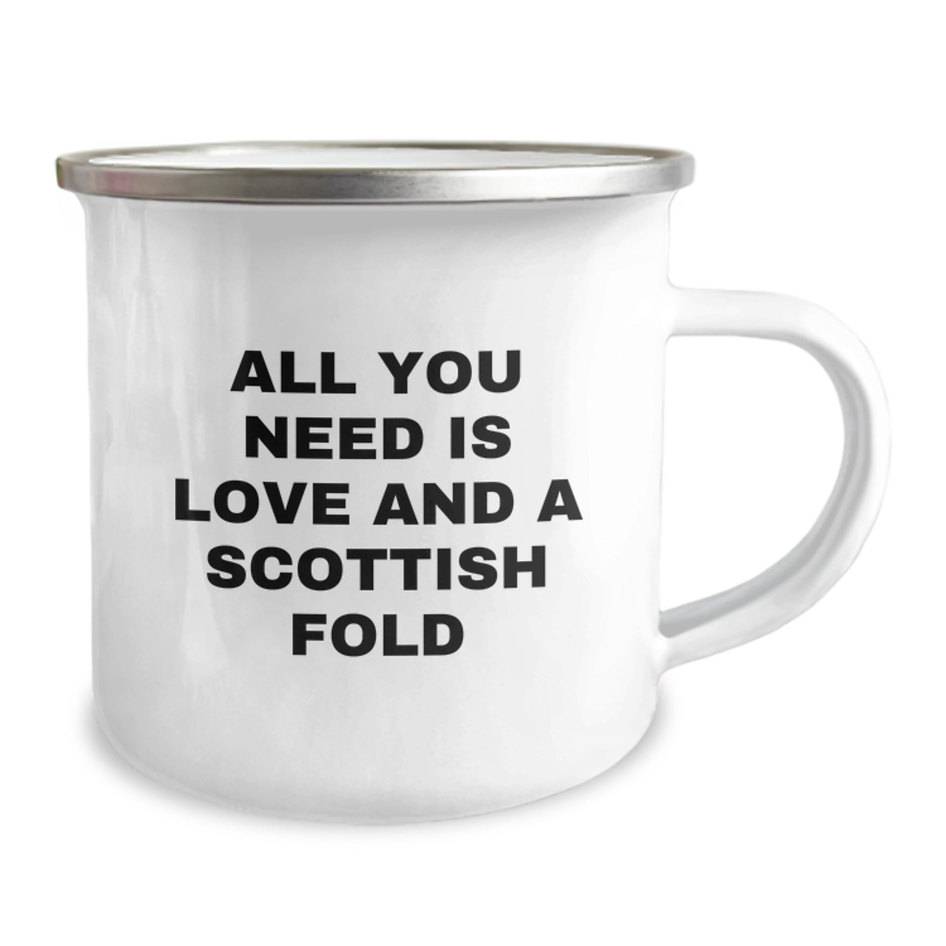 Fun Scottish Fold Cat Christmas Unique Gifts from Men to Friends - All You Need Is Love And A Scottish Fold Printed Camping Mug for Scottish Fold Cat Lovers - Image 2