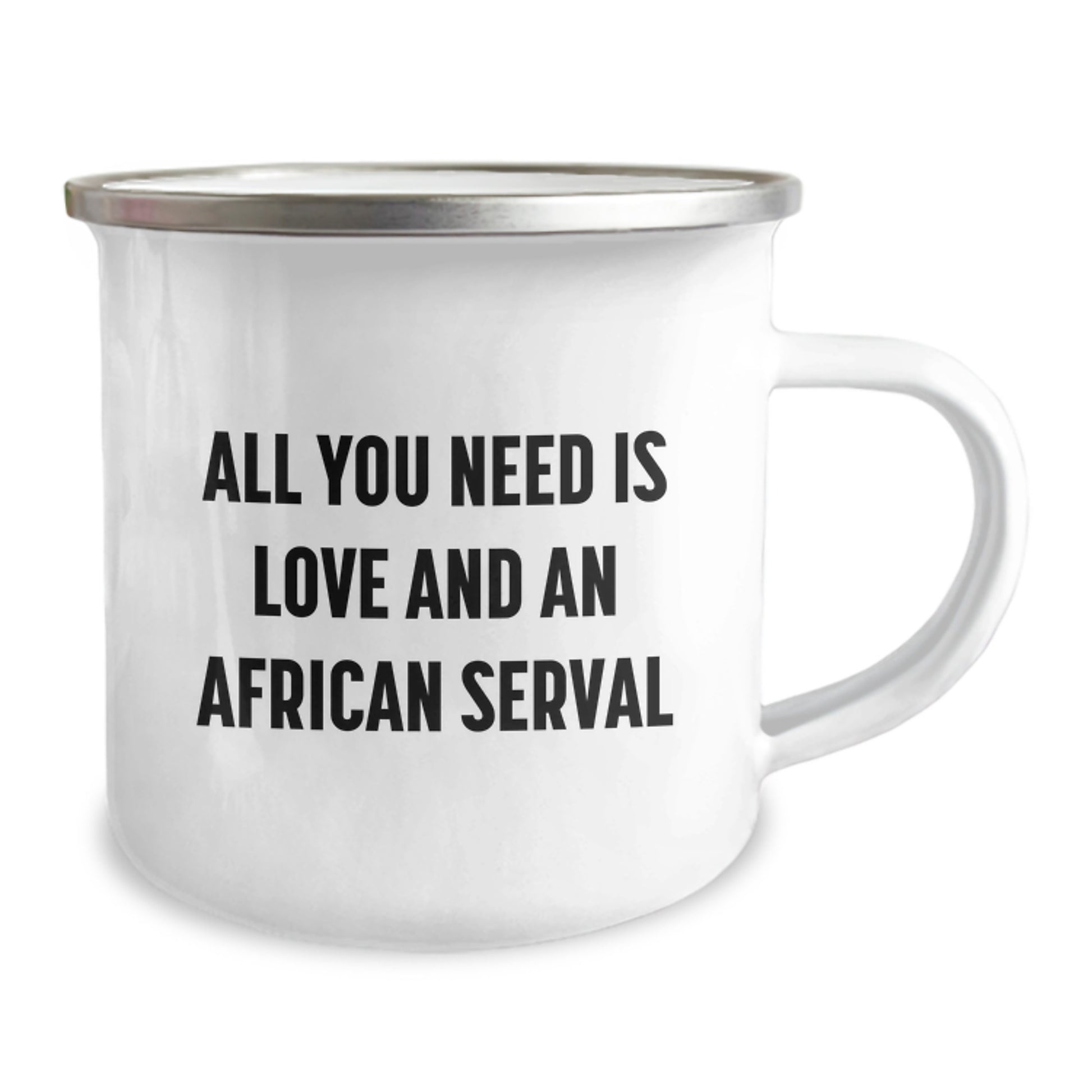 African Serval Cat Gifts from Friends to Family, All You Need Is Love And An African Serval Funny Camping Mug for Graduation - Image 2