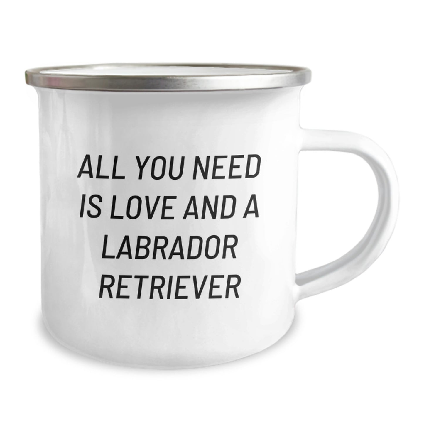 Labrador Retriever Dog Lovers Gifts from Friends and Family - Camping Mug, 'All You Need Is Love', 12 oz Stainless Steel with Enamel Finish - Image 2