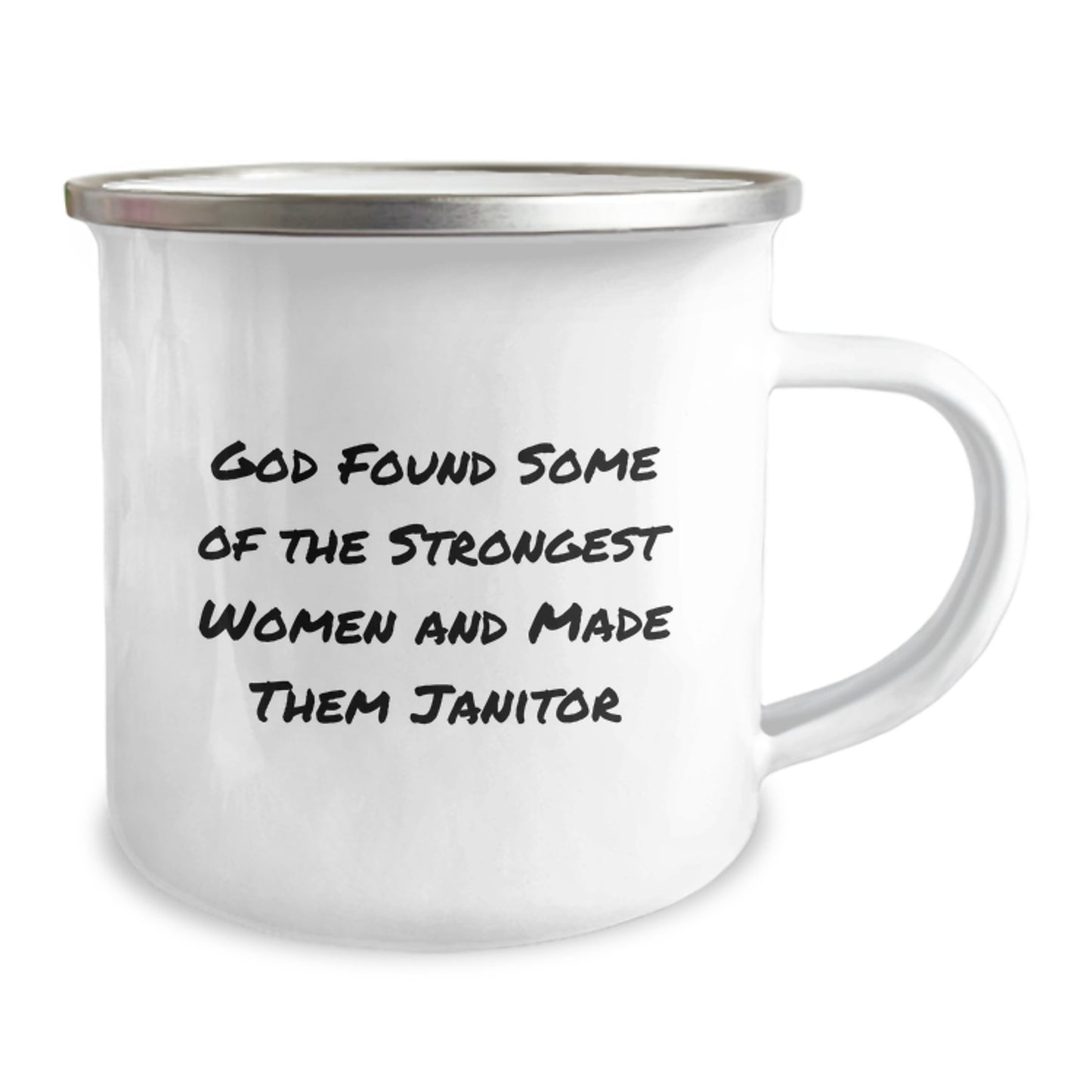 Funny Janitor Christmas Unique Gifts from Men to Janitor Women, God Made Them Strong Camping Mug - Inspiring Quote - Image 2