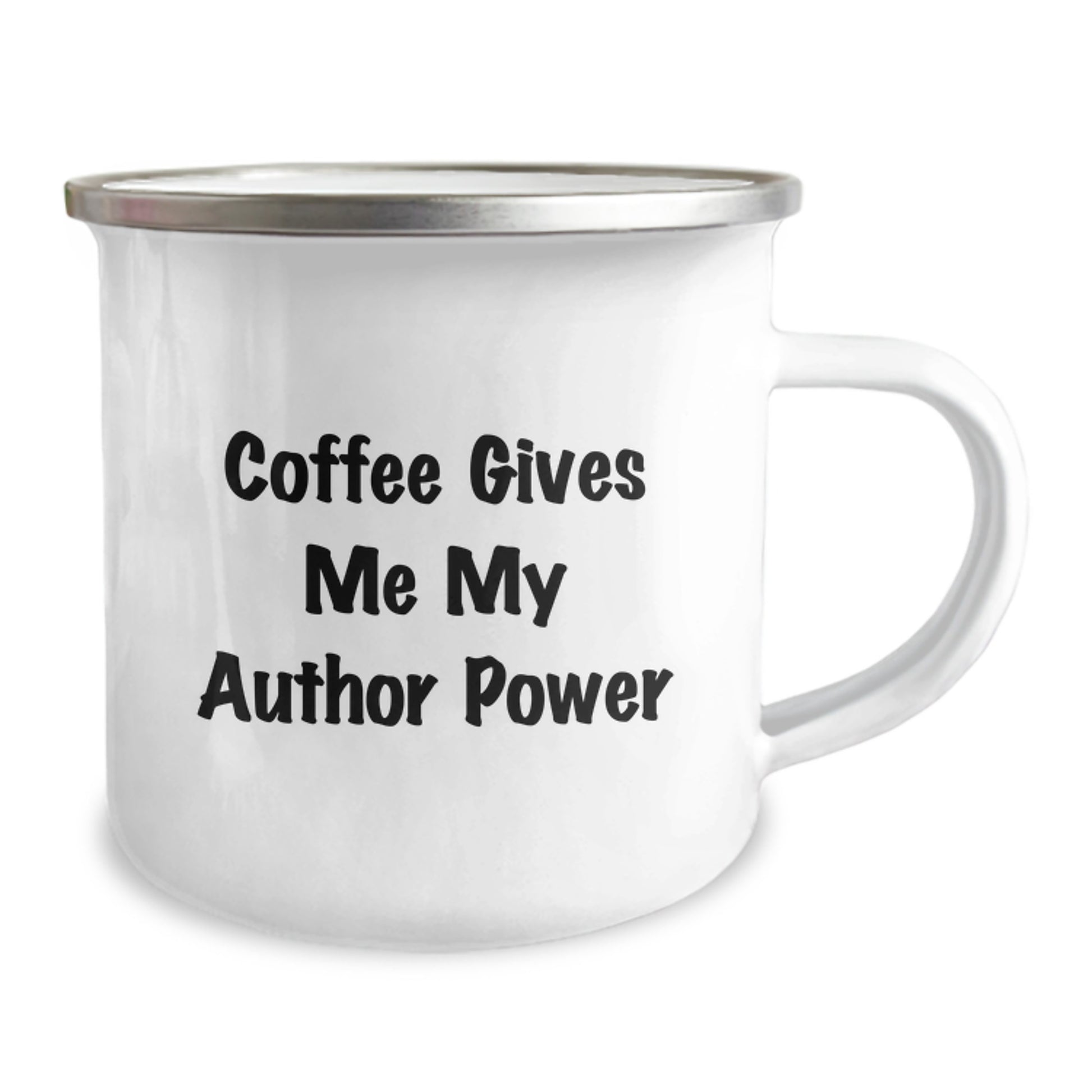 Funny Author Gifts from Friends for Birthday - Coffee Gives Me My Author Power Enamel Camping Mug - Image 2