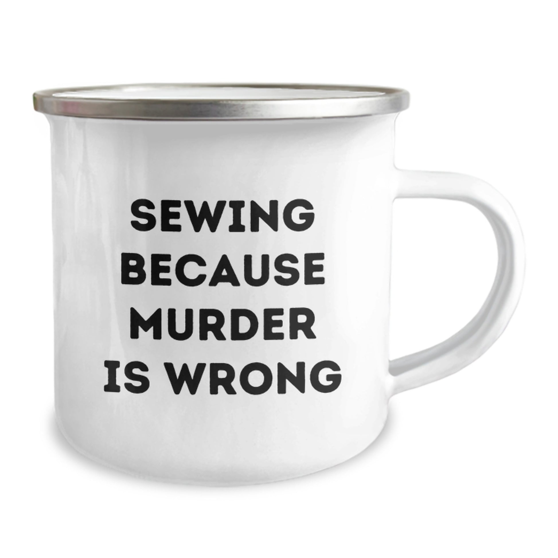 Sewing Gifts for Friends from Camping Mug with Funny Quote, 12 oz Capacity, Stainless Steel with Enamel Finish - Image 2