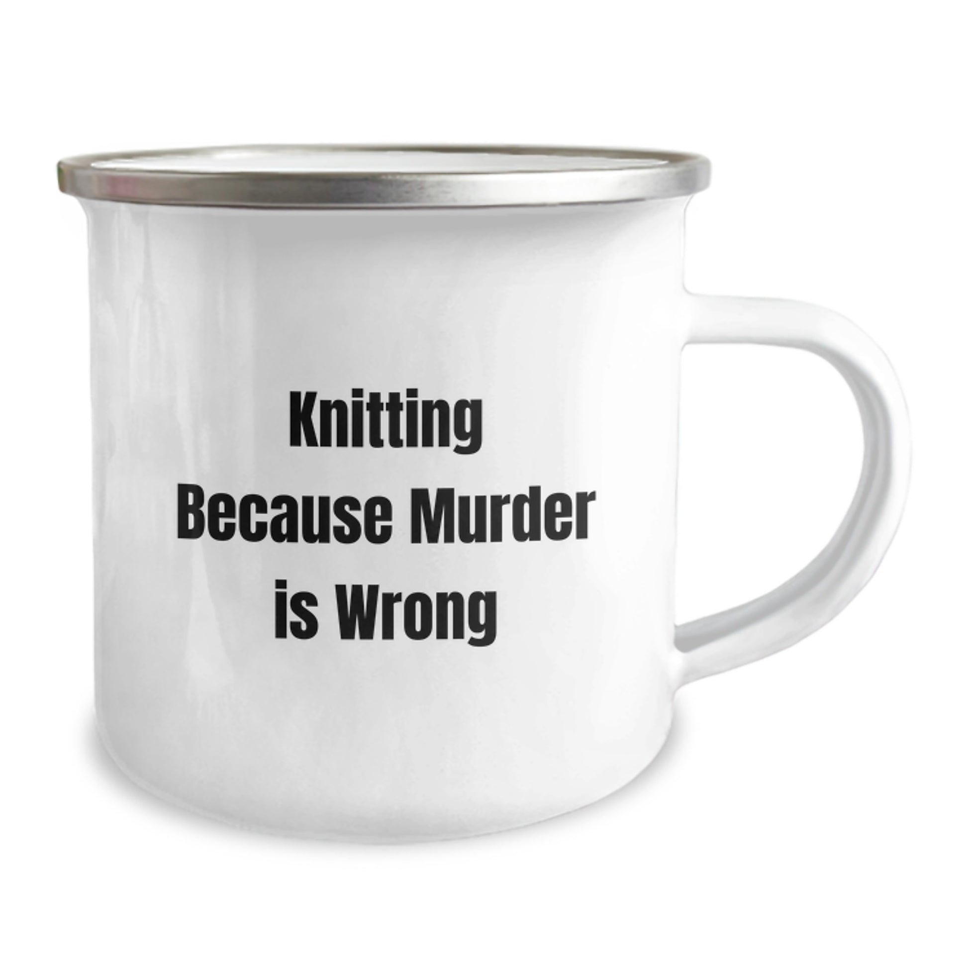 Funny Knitting Gifts for Women - Knitting Because Murder Is Wrong Camping Mug for Birthday, Gifts from Women, Gifts for Knitting Enthusiasts - Image 2