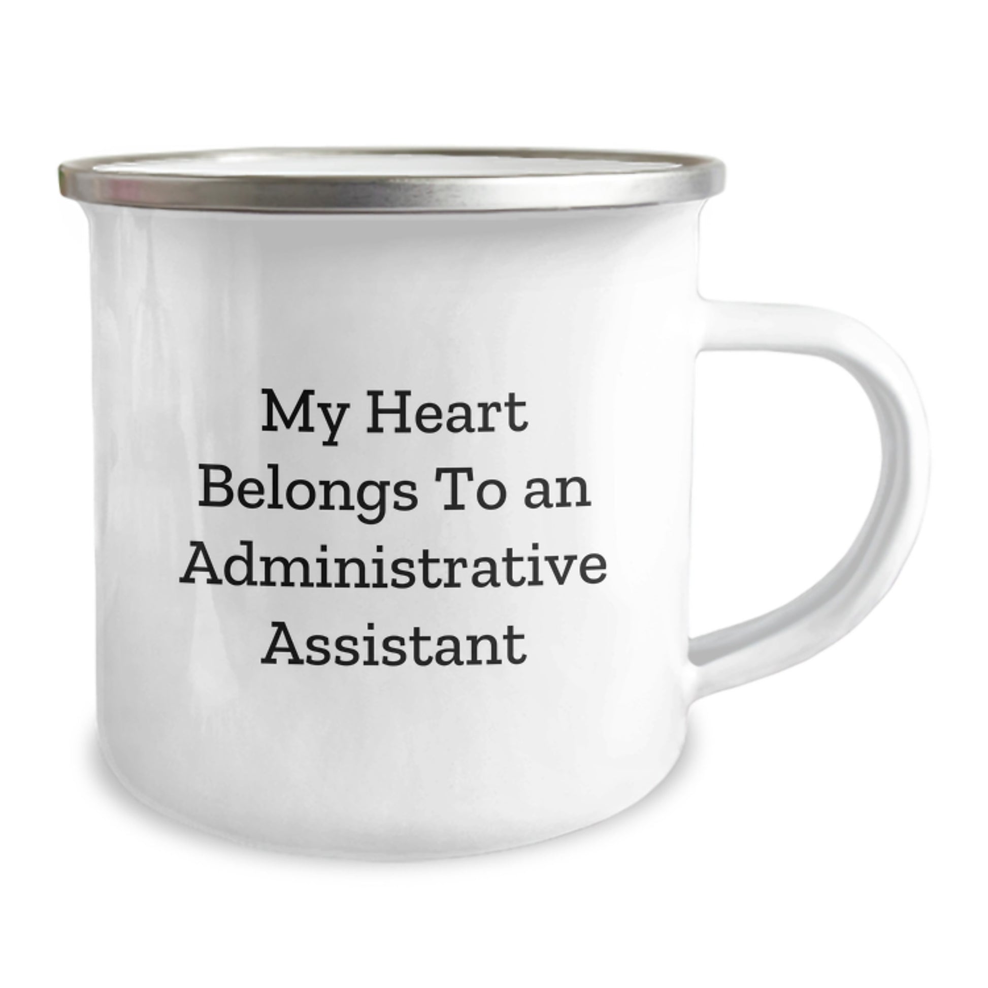 Funny Gifts from Men to Administrative Assistant Friends, Christmas Unique Administrative Assistant Gifts, Camping Mug with My Heart Belongs To An Administrative Assistant Quote - Image 2
