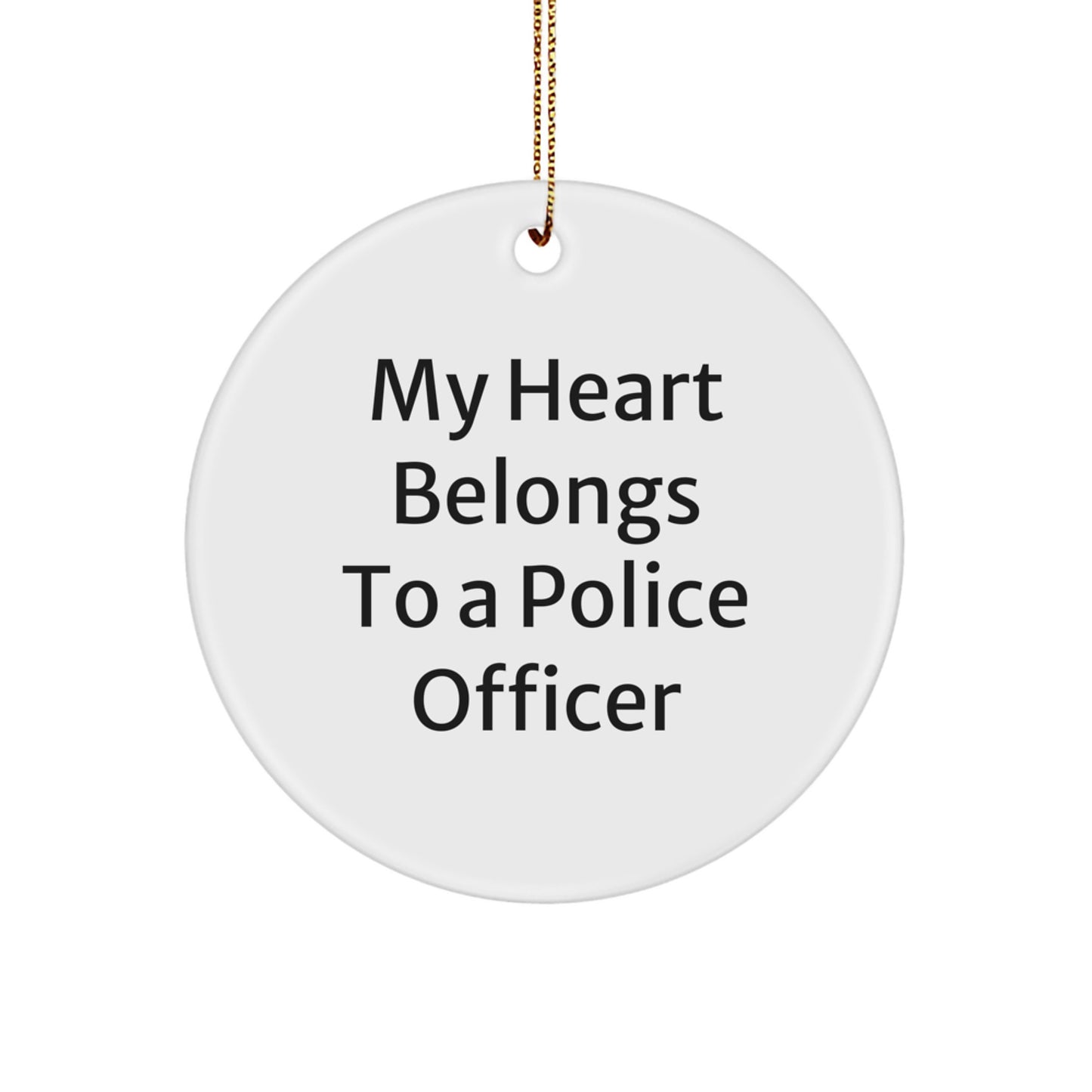 Funny Police Officer Gifts from Family - My Heart Belongs To A Police Officer Christmas Unique Ornaments for Police Officer Women Men Friends Coworkers Family - Image 1
