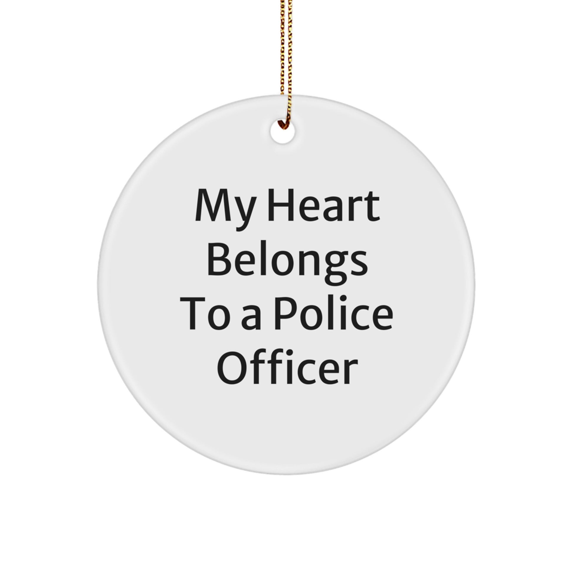 Funny Police Officer Gifts from Family - My Heart Belongs To A Police Officer Christmas Unique Ornaments for Police Officer Women Men Friends Coworkers Family - Image 1