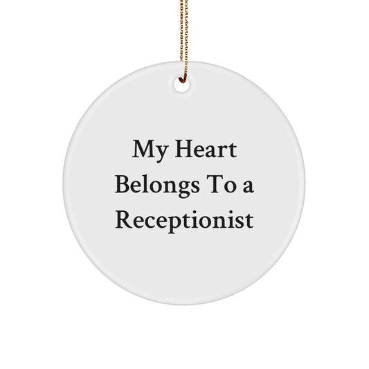 Funny Receptionist Gifts from Friends, Unique Circle Ornament for Her Desk, Christmas Unique Presents for Her - Image 1