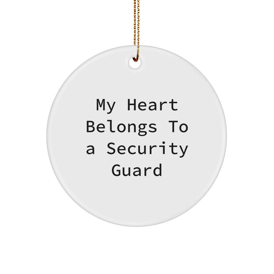Funny Security Guard Circle Ornaments Gifts from Friends for Men, Women, and Family - 'My Heart Belongs To A Security Guard' Christmas Unique Gifts - Image 1