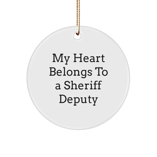 Funny Sheriff Deputy Christmas Unique Gifts from Men, Decorate Your Home with Cute Sheriff Deputy Circle Ornament, Perfect Inspirational Gift for Sheriff Deputy Family - Image 1