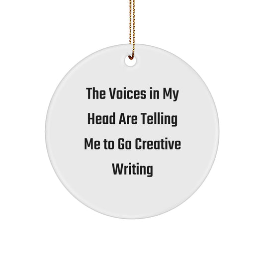 Funny Creative Writing Circle Ornaments for Gifts from Family to Friends who Love Writing, A Christmas Unique Gift for Creative Writing Enthusiasts with Inspiring Quirky Quote - Image 1