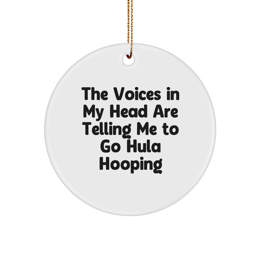 Funny Hula Hooping Circle Ornament Gifts from Friends for Hula Hooping Enthusiasts, White Circle Shaped Hula Hooping Christmas Unique Gifts - Image 1