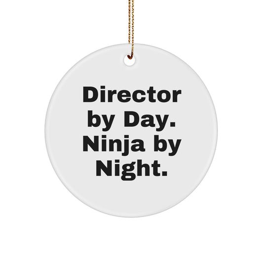 Funny Director Gifts for Men - Director By Day Ninja By Night Christmas Circle Ornament, Gifts from Men to Director - Image 1