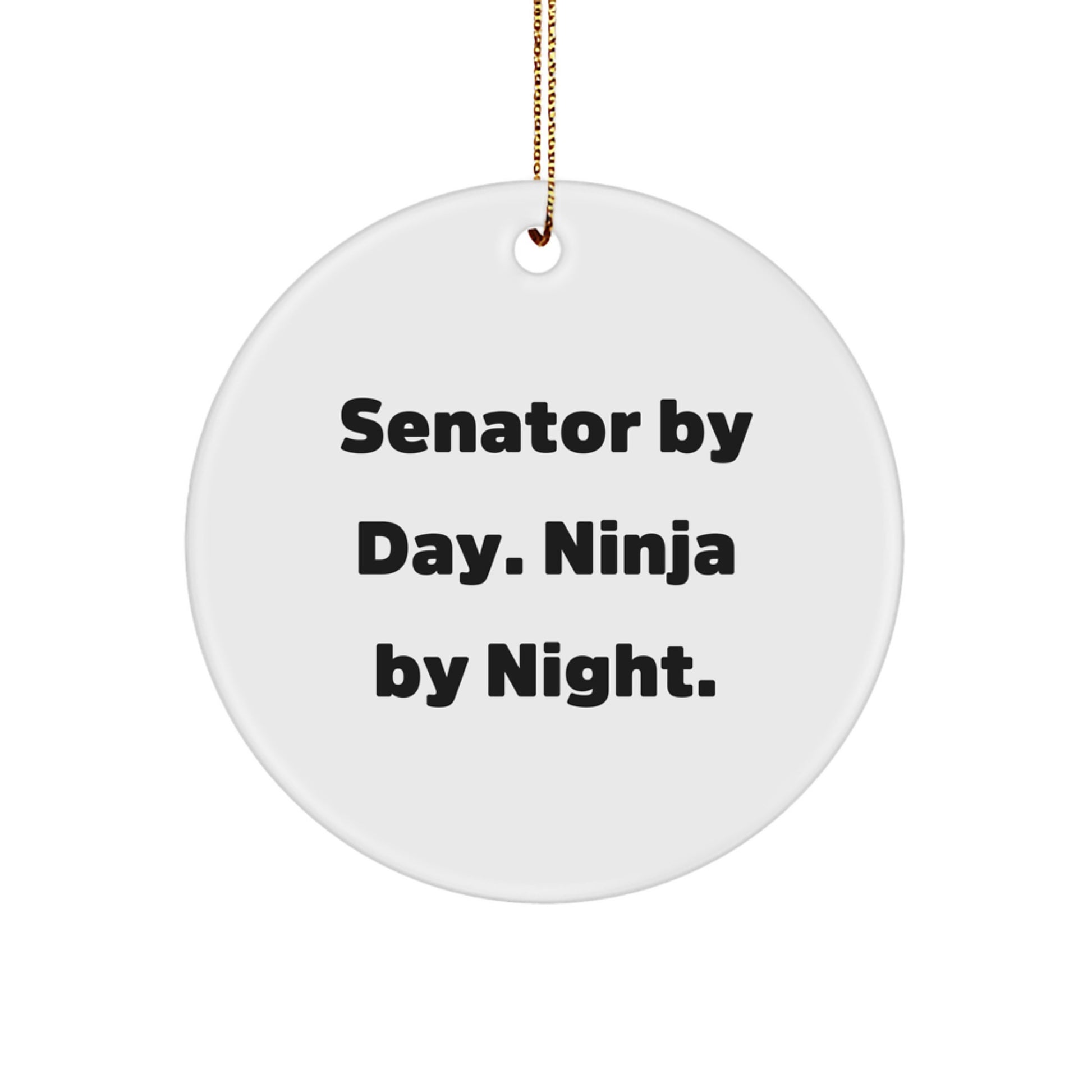 Funny Senator Gifts, Christmas Unique Gifts for Senator from Friends, Senator Circle Ornament, Senator By Day. Ninja By Night. - Image 1