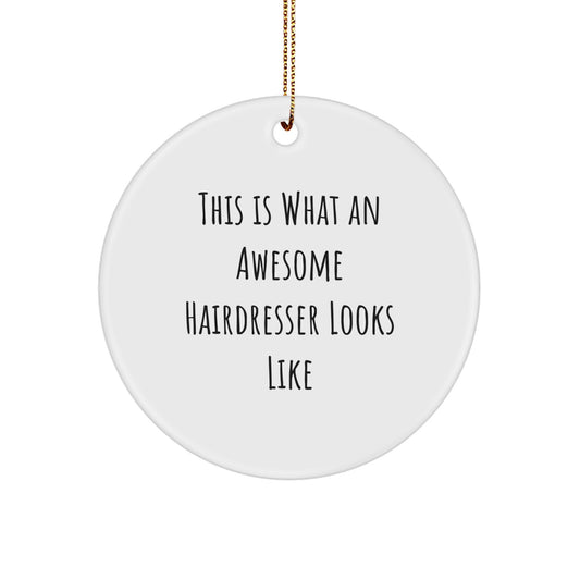 Funny Hairdresser Gifts from Friends, Christmas Unique Circle Ornaments for Hairdresser, Inspirational Hairdresser Quotes - Image 1