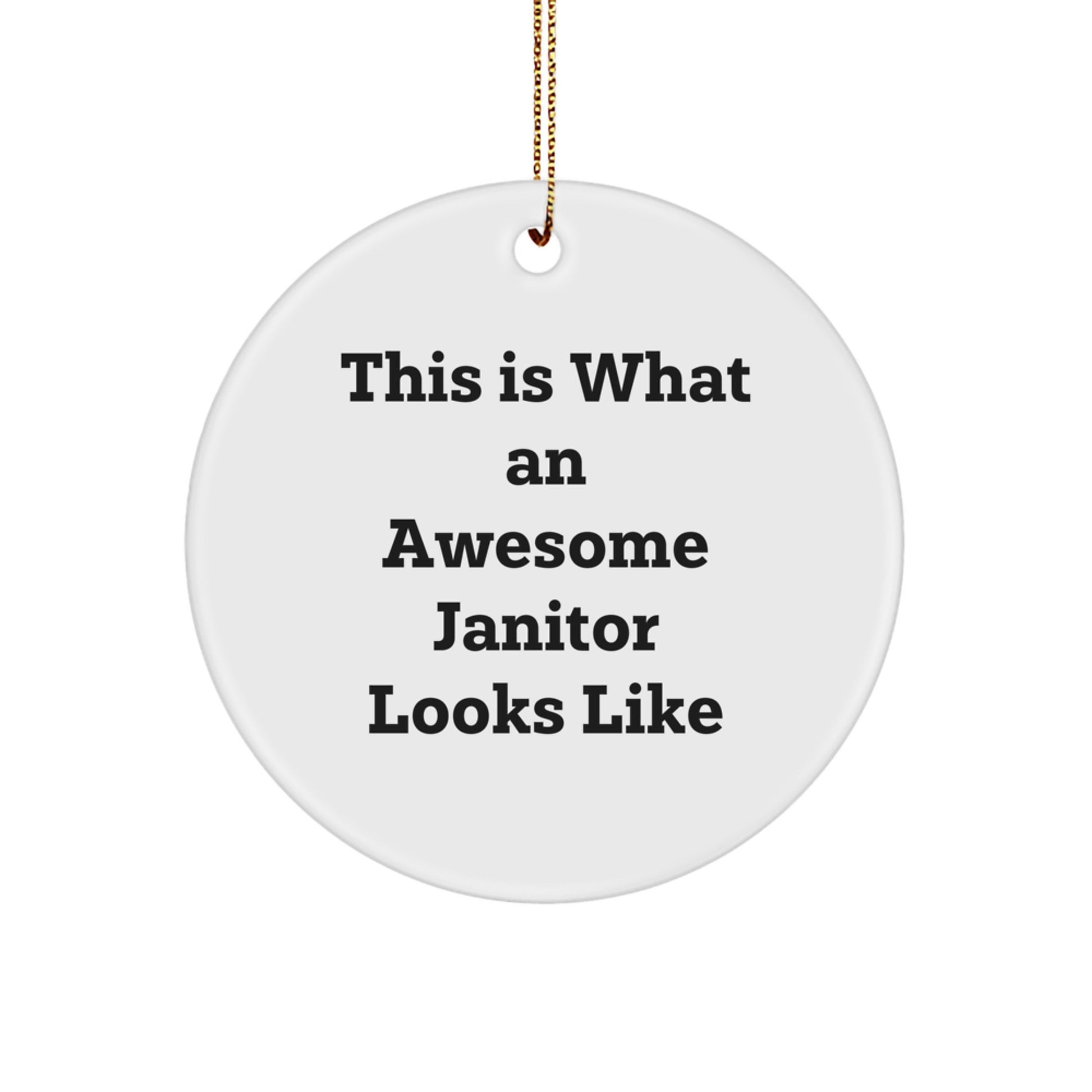 Funny Janitor Gifts from Friends, Christmas Unique Circle Ornament for Janitor, Inspirational Quote 'This Is What An Awesome Janitor Looks Like', Men or Women's Janitor Staff Appreciation Gift - Image 1