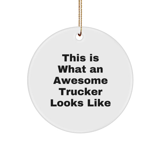 Funny Trucker Gifts from Men for Awesome Truckers - Christmas Unique Circle Ornament - Image 1
