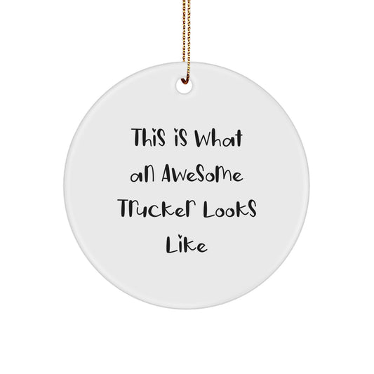 Trucker Gifts from Men, Funny Trucker Circle Ornament, Christmas Unique Gifts for Trucker - Image 1