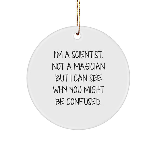 Unique Christmas Unique Gifts for Scientist Friends, Funny Scientist Circle Ornament, Scientist Christmas Party Decorations - Image 1