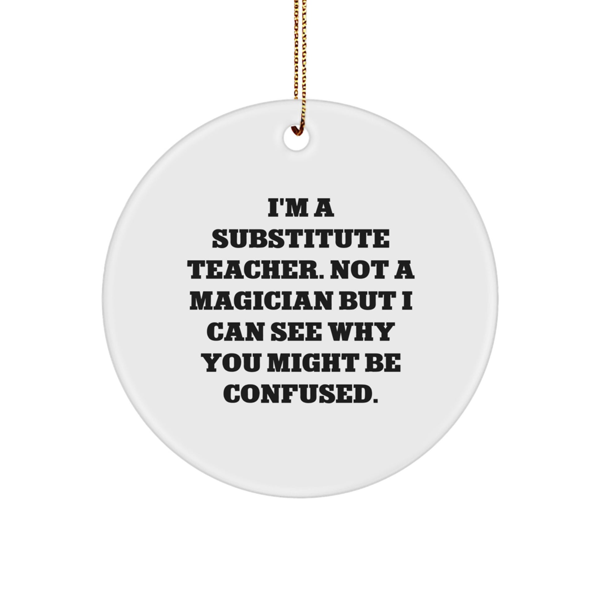 Funny Substitute Teacher Gifts for Men - Christmas Unique Ornaments from Friends - Inspirational Circle Ornament for Substitute Teacher - Image 1