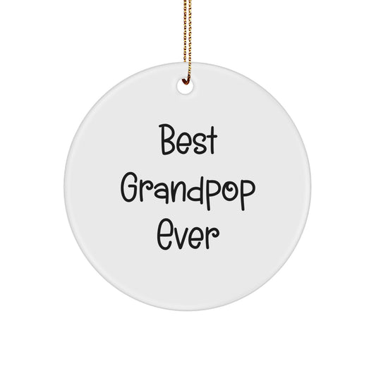 Funny Grandpop Gifts from Family Members, Best Grandpop Ever Circle Ornament for Men, Grandpop Christmas Unique Gifts - Image 1