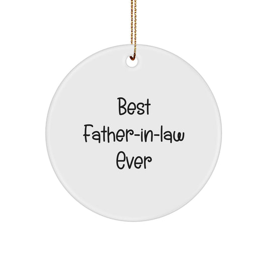 Funny Father-in-law Gifts from Family - Best Father-in-law Ever Circle Ornament, White, Christmas Unique Gifts for Father-in-law - Image 1