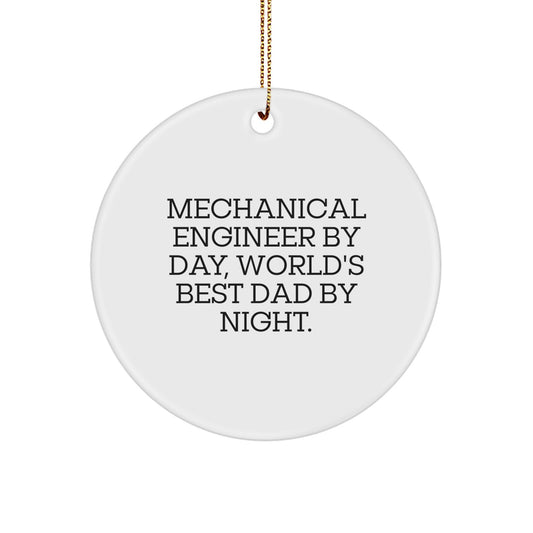 Funny Mechanical Engineer Gifts for Men, World's Best Dad Circle Ornament, Unique Christmas Memorable Presents from Father to Son - Image 1