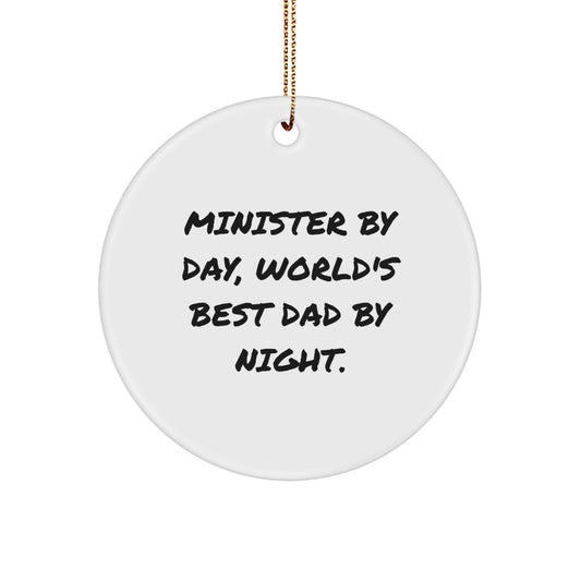 Funny Minister Gifts for Men - Christmas Unique Ornaments for Minister By Day World's Best Dad By Night. - Image 1