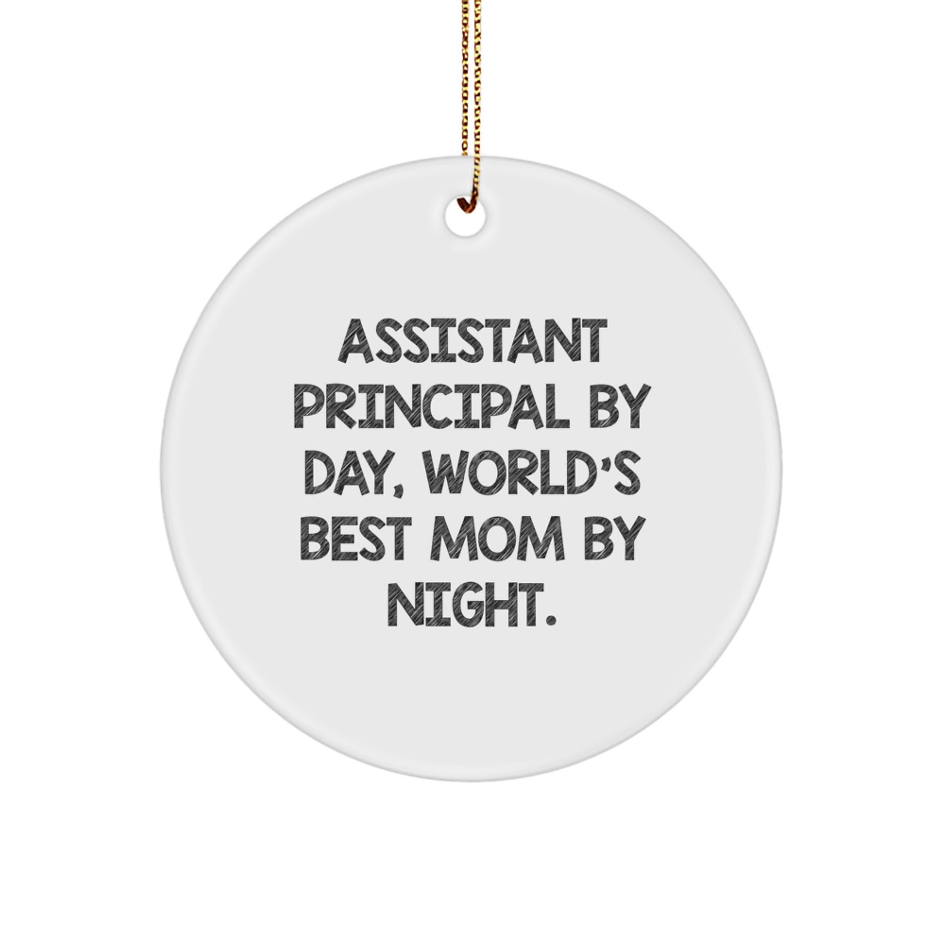 Funny Assistant Principal Gifts for Christmas, Assistant Principal By Day, World's Best Mom By Night Circle Ornament, Gifts from Family to Assistant Principal, Assistant Principal Christmas Unique - Image 1