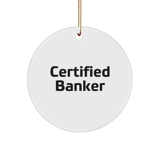 Funny Certified Banker Gifts from Men for Christmas Unique Circle Ornaments, Banker Decorations, Funny Banker Quotes Ornament - Image 1