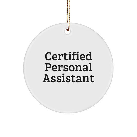 Funny Certified Personal Assistant Gifts from Men to Friends for Christmas Unique Circle Ornament - Image 1