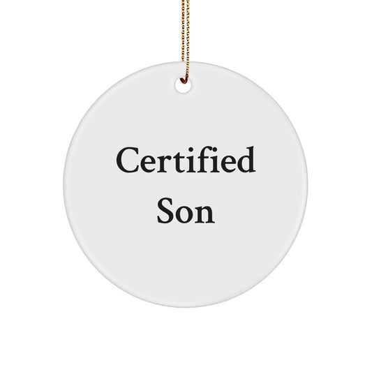 Funny Son Christmas Circle Ornament - Gifts from Mom - 'You Are the Son I Always Wanted', White, 2.75" - Image 1
