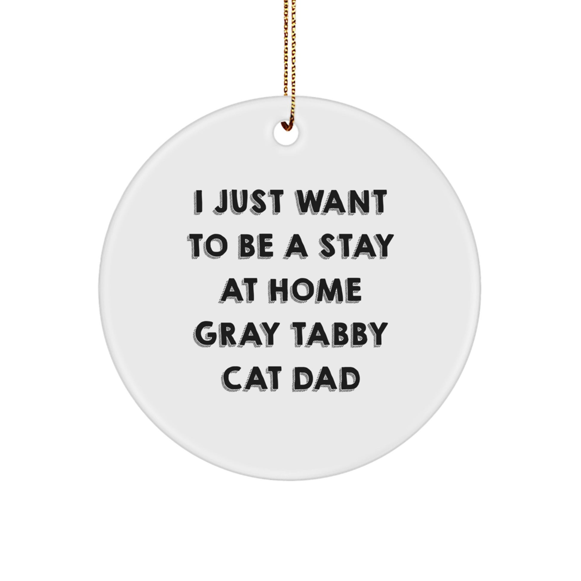 Funny Gray Tabby Cat Lover Gifts for Men, I Just Want To Be A Stay At Home Dad, Christmas Ornaments for Home Decor - Image 1