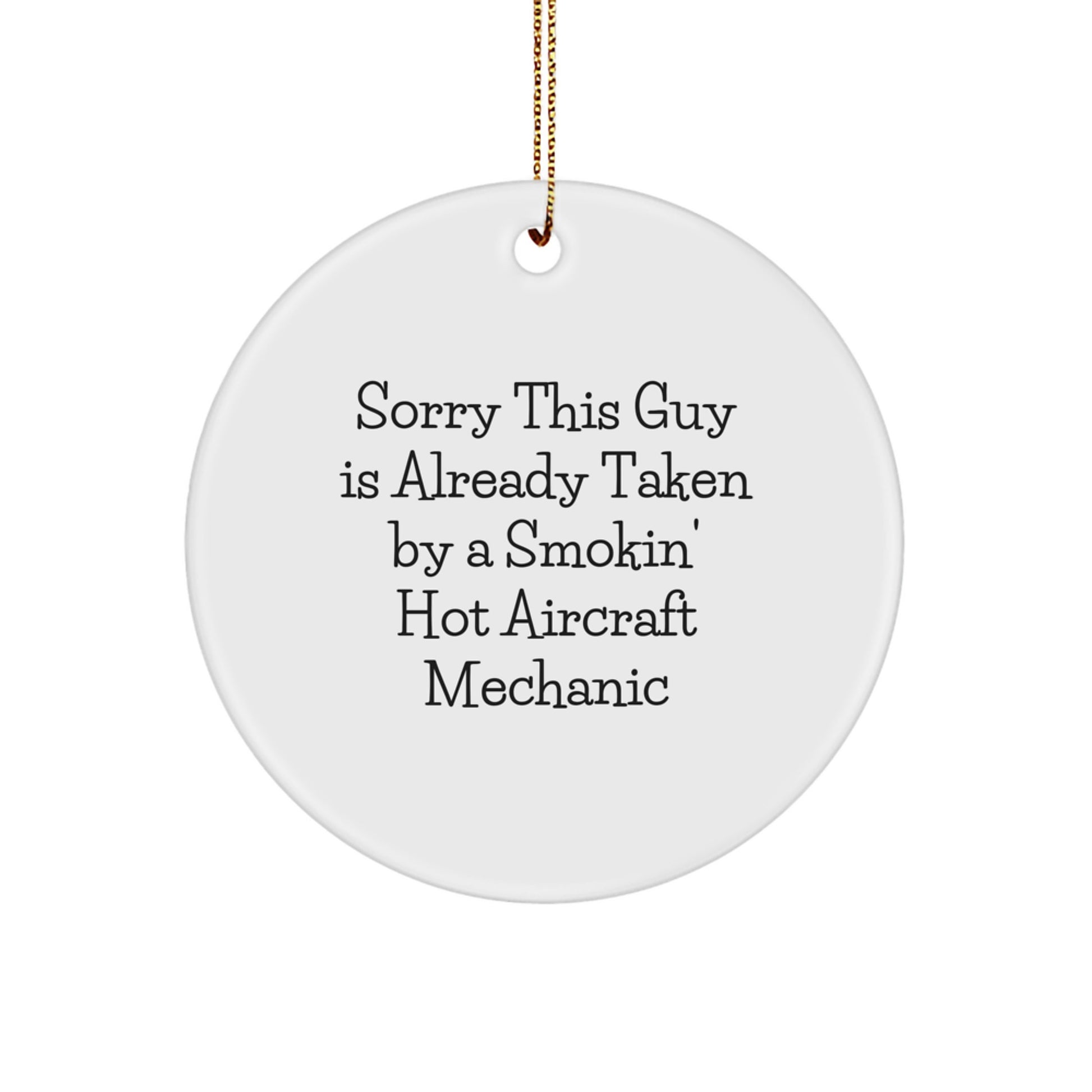 Funny Gifts for Aircraft Mechanic, Circle Ornament, Christmas Unique Aviation Decorations from Friends for Men - Image 1
