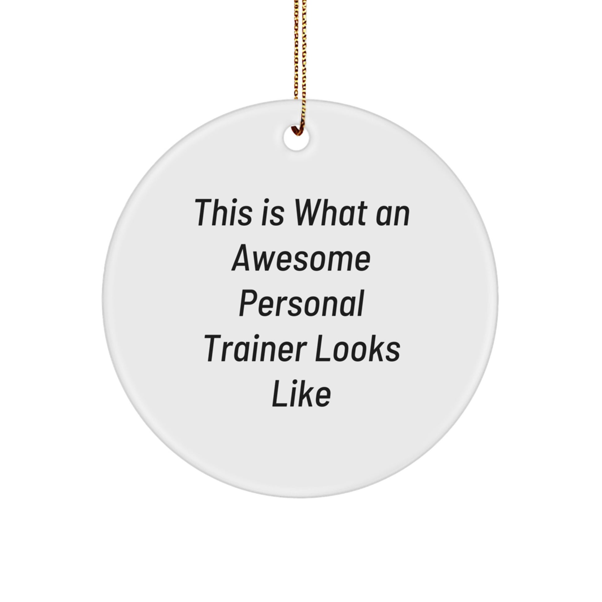 Funny Personal Trainer Gifts from Men to Christmas Circle Ornaments with Quote 'This Is What An Awesome Personal Trainer Looks Like' - Image 1