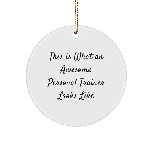 Funny Personal Trainer Gifts from Men to Friends - Inspirational Quote Circle Ornament for Personal Trainers, Christmas Unique Gifts - Image 1