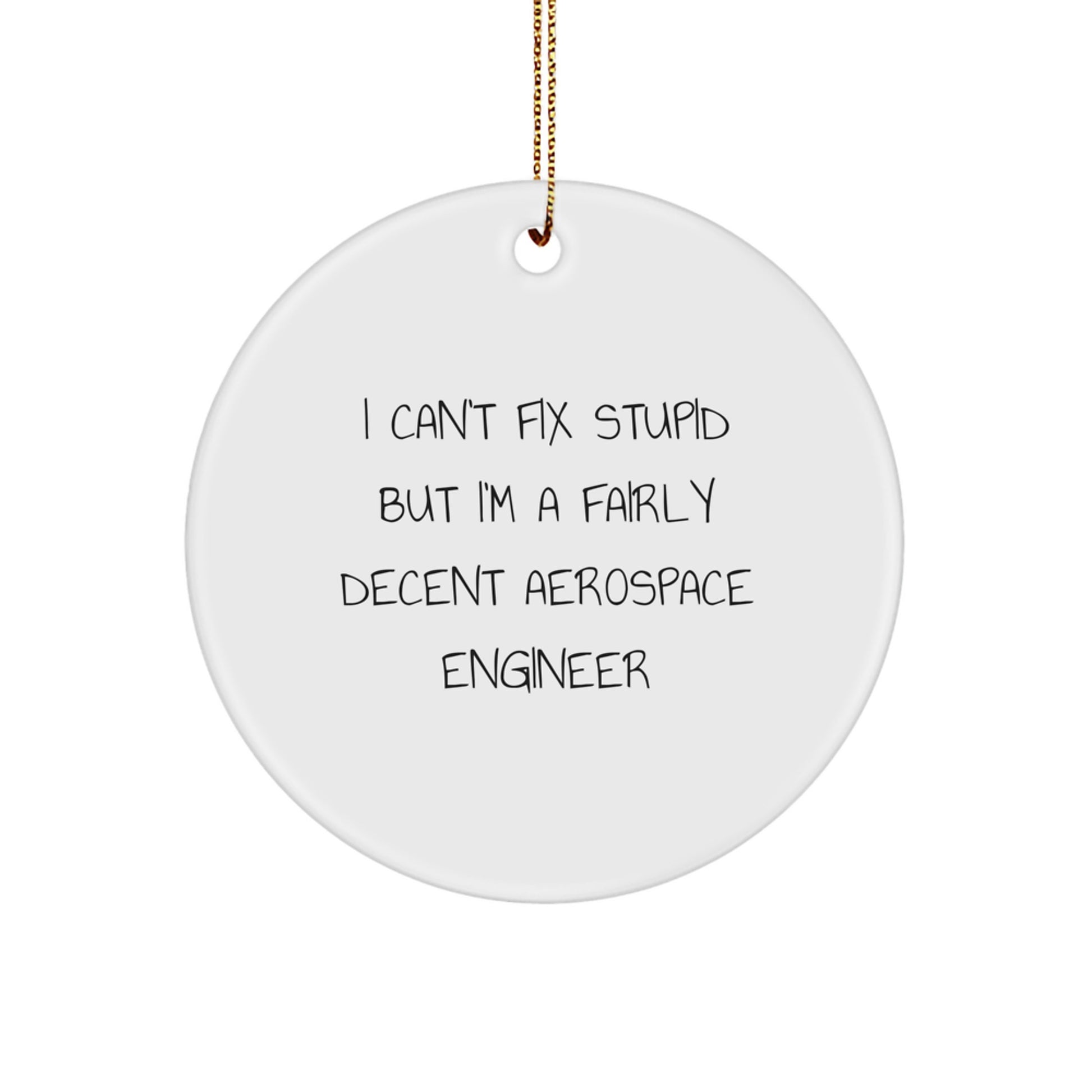 Funny Aerospace Engineer Christmas Unique Gifts from Friends for Men - I Can't Fix Stupid But I'm A Fairly Decent Circle Ornament - Image 1