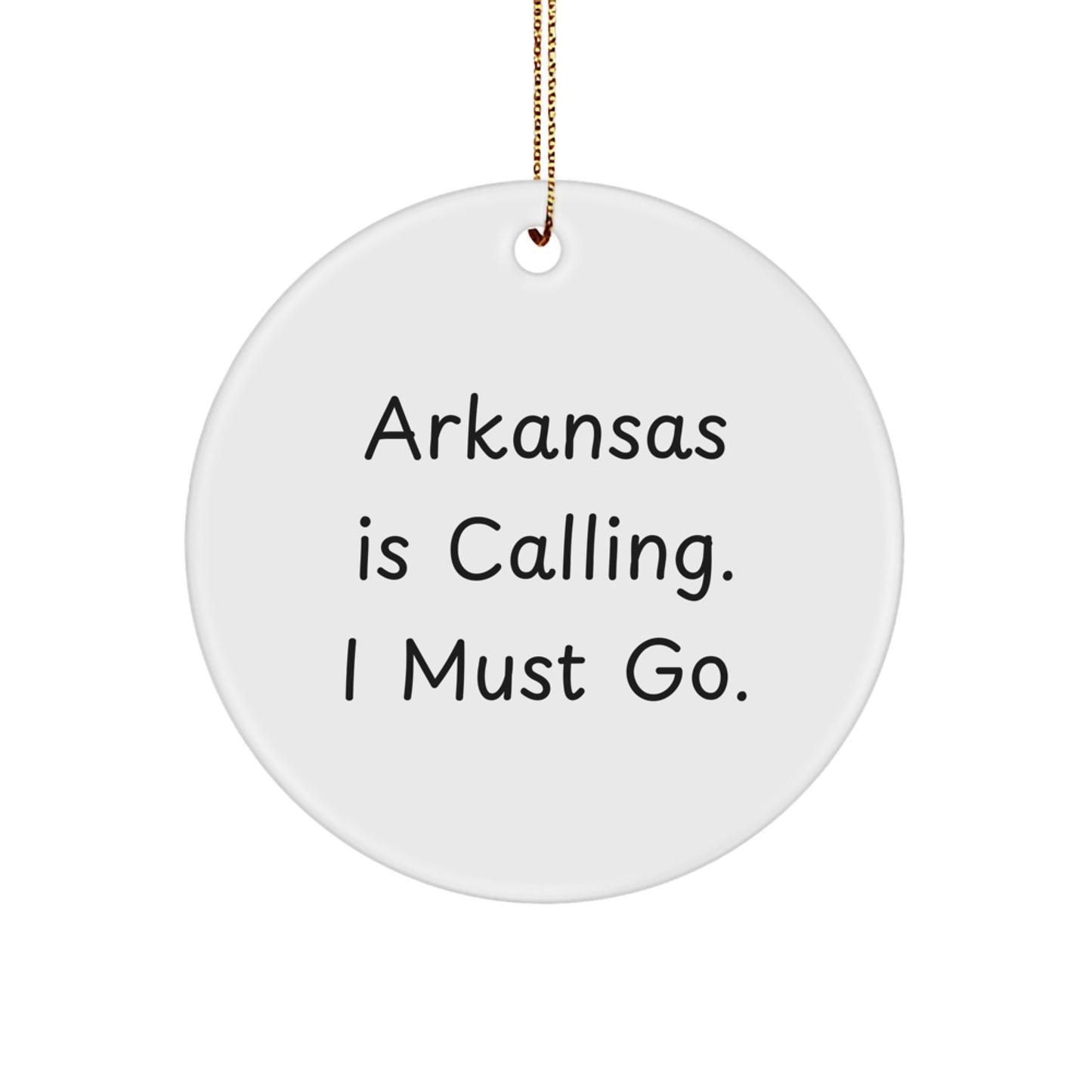 Funny Arkansas Circle Ornament, Gifts from Men or Women to Friends Living in AR, White, Edge-to-Edge Sublimation Printed, Christmas Unique Gifts - Image 1