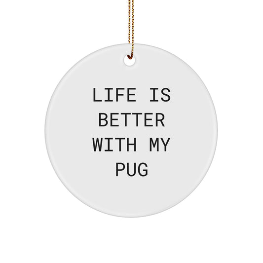 Funny Pug Dog Circle Ornament Gifts from Family for Christmas Unique Presents - Image 1
