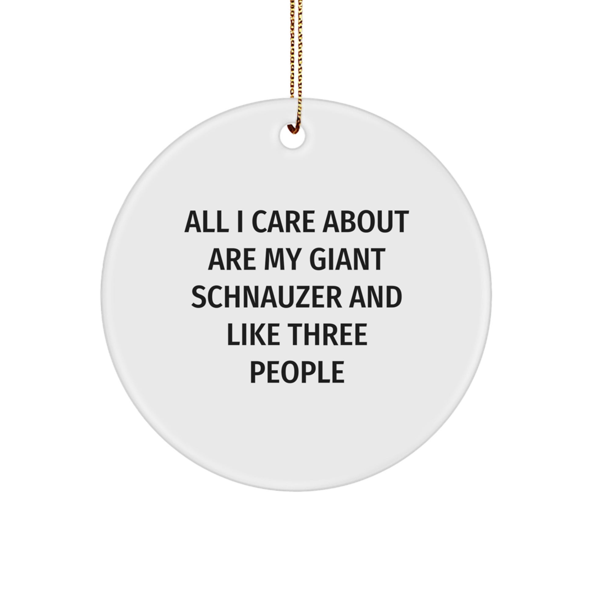Giant Schnauzer Dog Lovers Funny Christmas Unique Gifts Circle Ornament, 'All I Care About Are My Giant Schnauzer And Like Three People', Unique Present from Friends to Family - Image 1